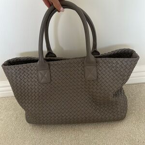 Gray Bottega Veneta weave leather tote